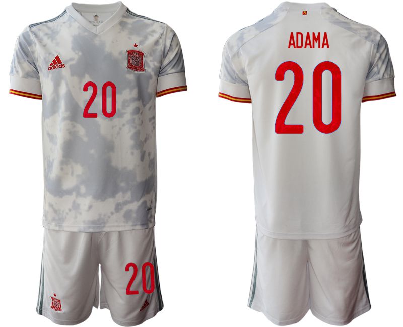 Men 2020-2021 European Cup Spain away white #20 Adidas Soccer Jersey->spain jersey->Soccer Country Jersey